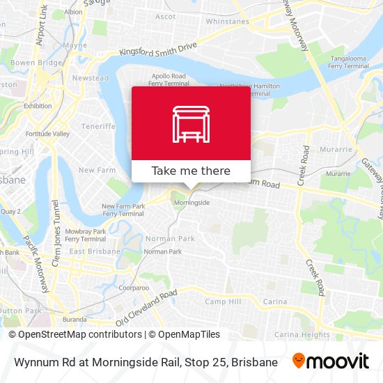 Mapa Wynnum Rd at Morningside Rail, Stop 25