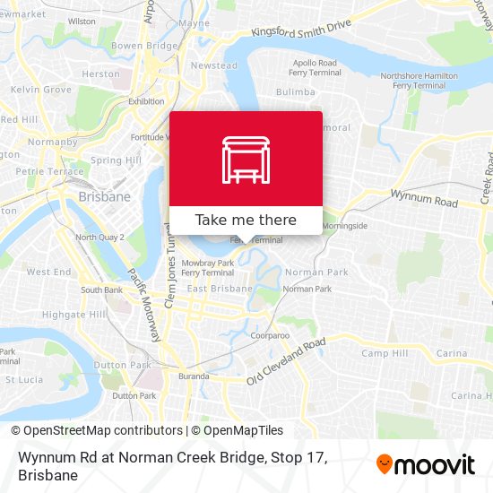 Wynnum Rd at Norman Creek Bridge, Stop 17 map