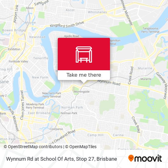 Wynnum Rd at School Of Arts, Stop 27 map