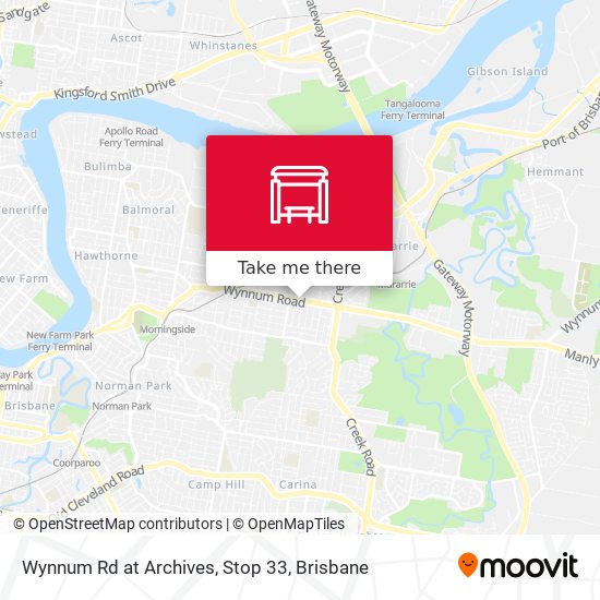 Wynnum Rd at Archives, Stop 33 map