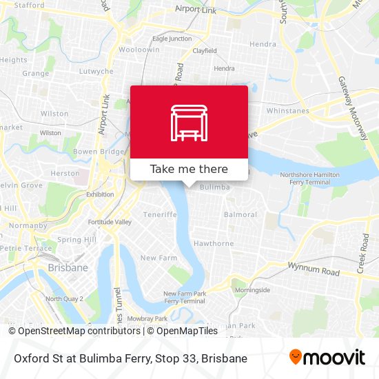 Oxford St at Bulimba Ferry, Stop 33 map