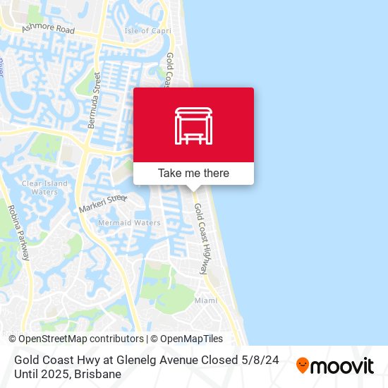 Gold Coast Hwy at Glenelg Avenue Closed 5 / 8/24 Until 2025 map