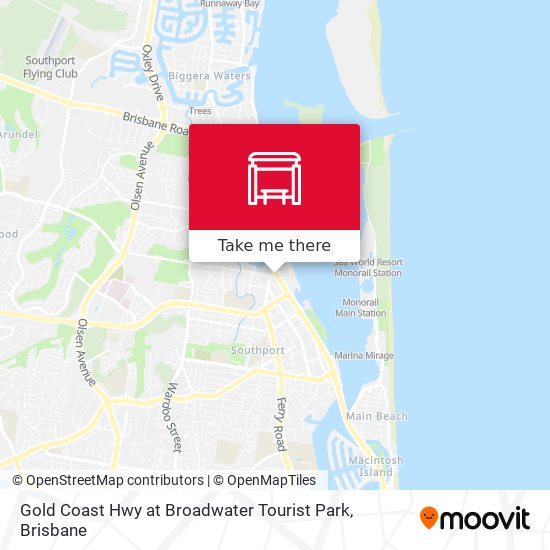 Mapa Gold Coast Hwy at Broadwater Tourist Park
