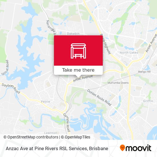 Anzac Ave at Pine Rivers RSL Services map