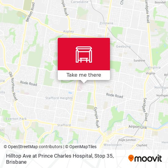 Hilltop Ave at Prince Charles Hospital, Stop 35 map