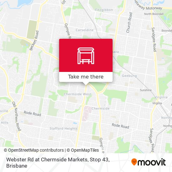Mapa Webster Rd at Chermside Markets, Stop 43
