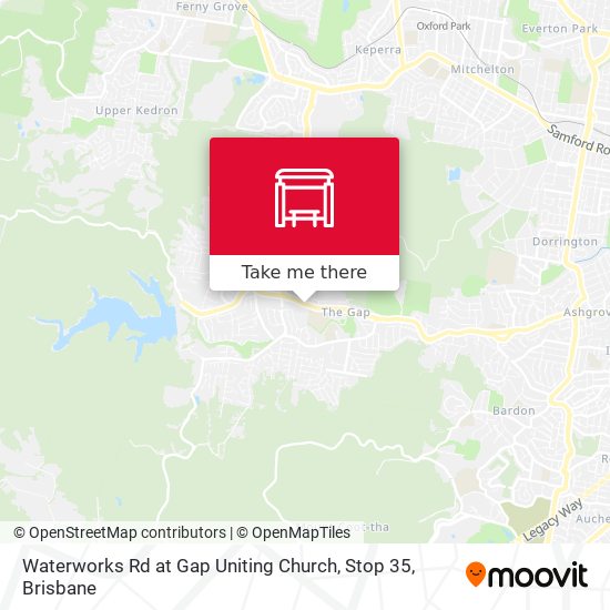 Waterworks Rd at Gap Uniting Church, Stop 35 map