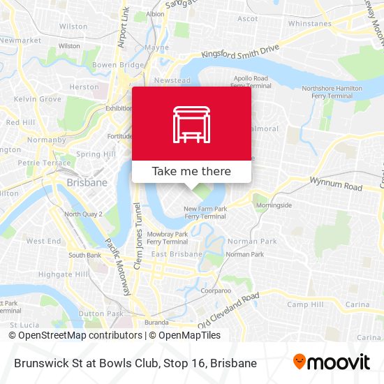 Brunswick St at Bowls Club, Stop 16 map