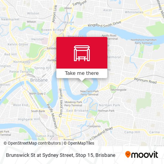 Mapa Brunswick St at Sydney Street, Stop 15