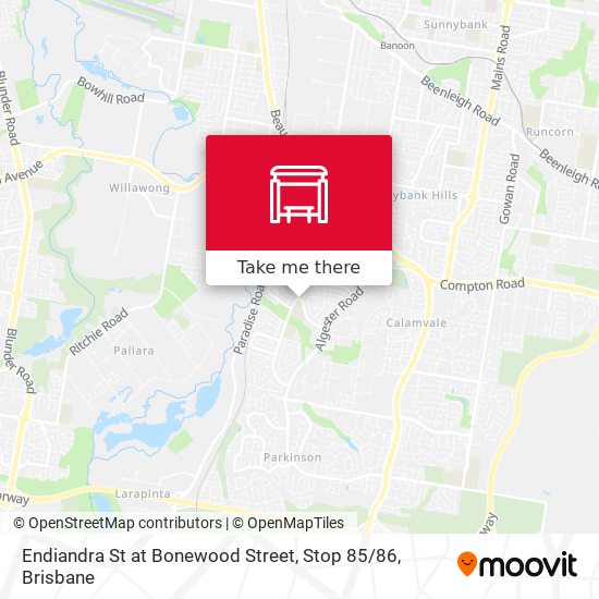 Endiandra St at Bonewood Street, Stop 85 / 86 map