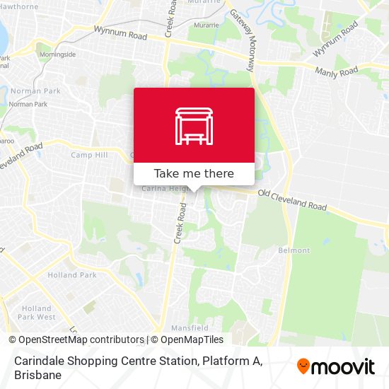 Carindale Shopping Centre Station, Platform A map