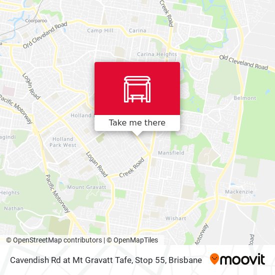 Cavendish Rd at Mt Gravatt Tafe, Stop 55 map