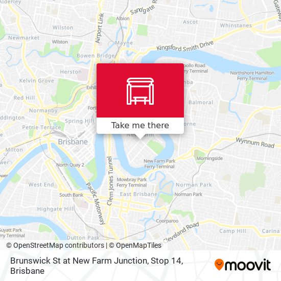 Mapa Brunswick St at New Farm Junction, Stop 14