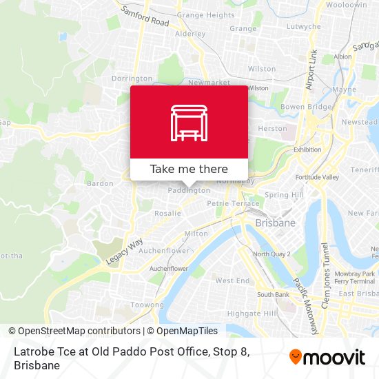 Mapa Latrobe Tce at Old Paddo Post Office, Stop 8