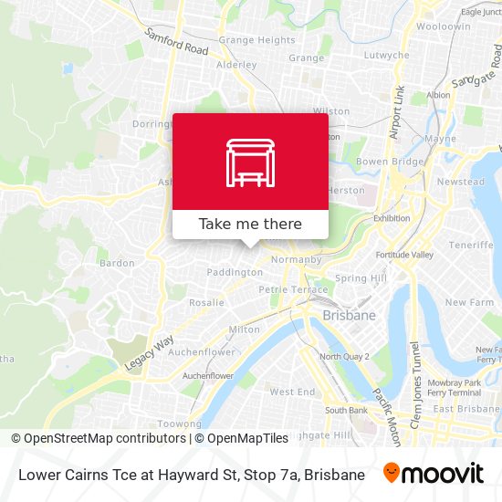 Lower Cairns Tce at Hayward St, Stop 7a map