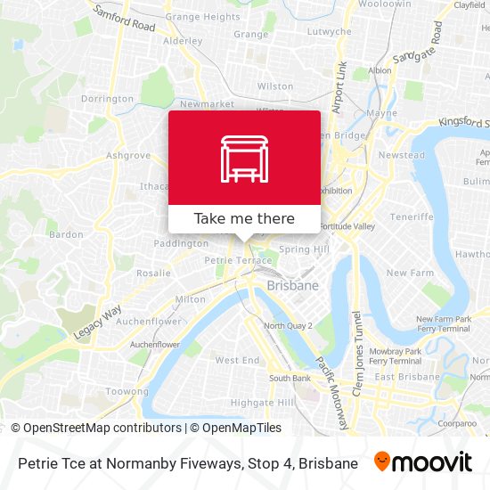 Petrie Tce at Normanby Fiveways, Stop 4 map