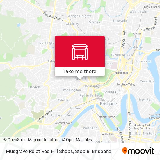Musgrave Rd at Red Hill Shops, Stop 8 map