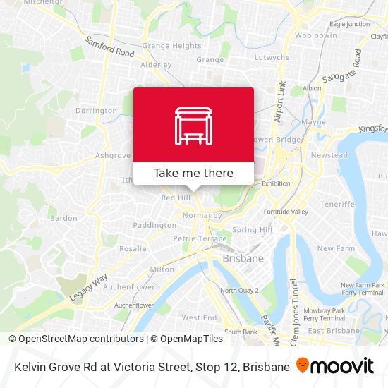 Mapa Kelvin Grove Rd at Victoria Street, Stop 12