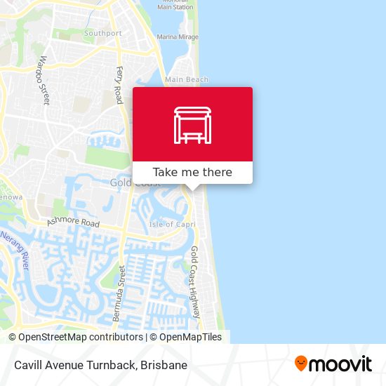 Cavill Avenue Turnback map