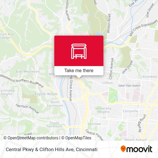Central Pkwy & Clifton Hills Ave map