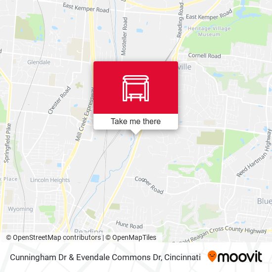 Cunningham Dr & Evendale Commons Dr map