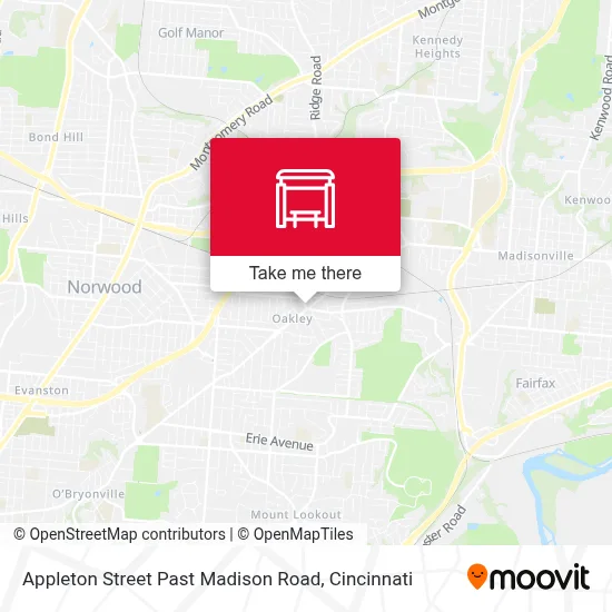 Appleton Street Past Madison Road map