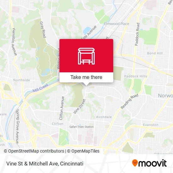 Vine St & Mitchell Ave map