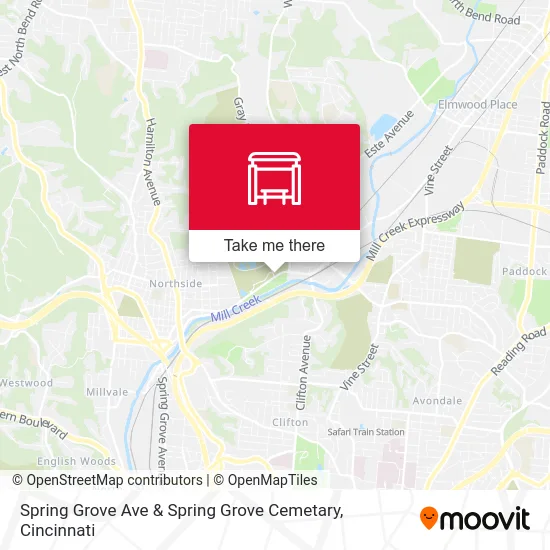 Spring Grove Ave & Spring Grove Cemetary map