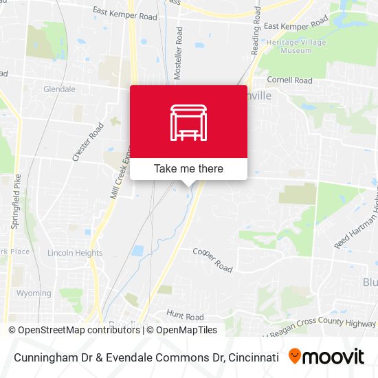 Cunningham Dr & Evendale Commons Dr map