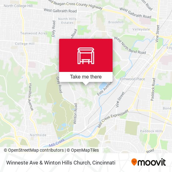 Winneste Ave & Winton Hills Church map
