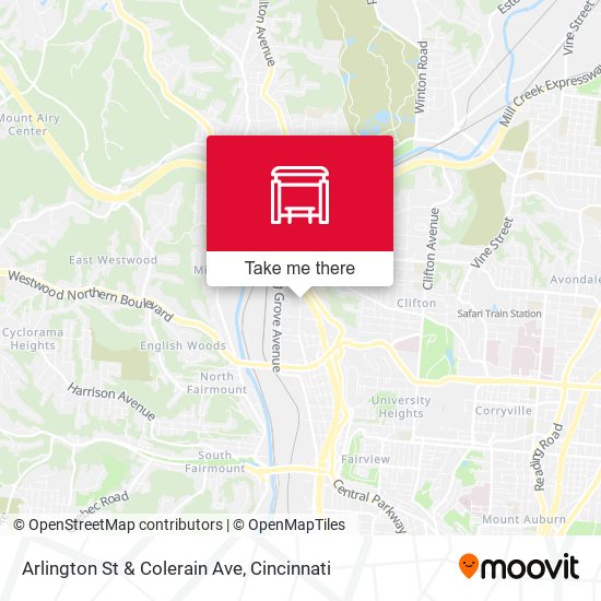 Arlington St & Colerain Ave map