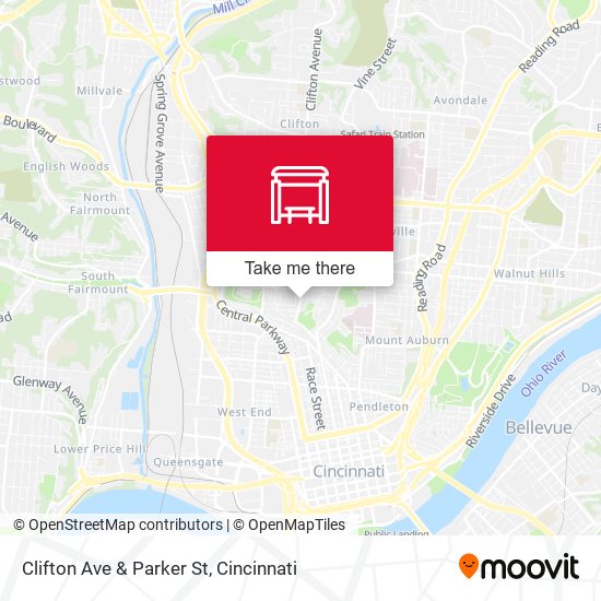 Clifton Ave & Parker St map
