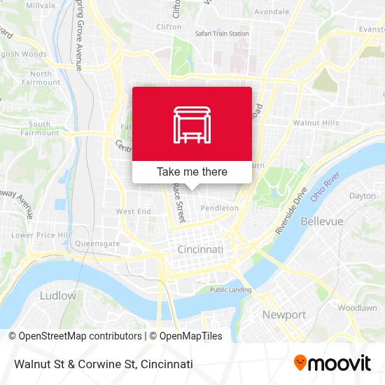 Walnut St & Corwine St map