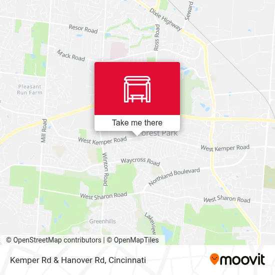 Kemper Rd & Hanover Rd map