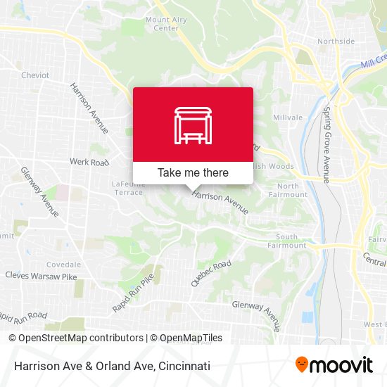 Harrison Ave & Orland Ave map