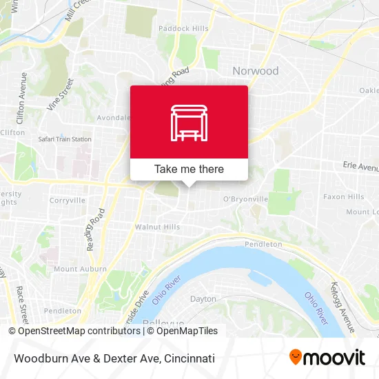 Woodburn Ave & Dexter Ave map