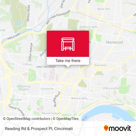 Reading Rd & Prospect Pl map