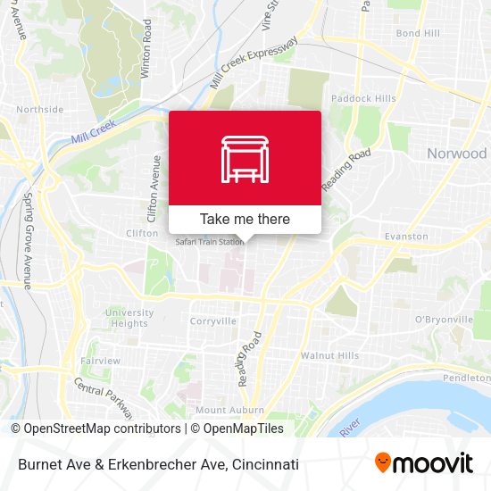 Burnet Ave & Erkenbrecher Ave map