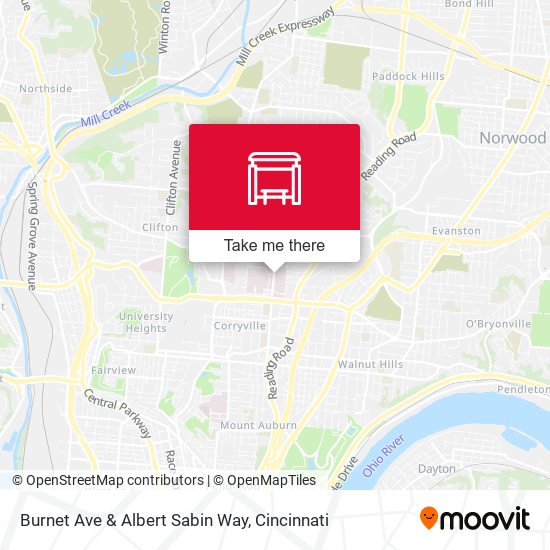 Burnet Ave & Albert Sabin Way map