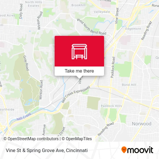 Vine St & Spring Grove Ave map