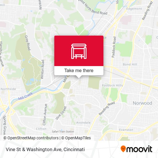 Vine St & Washington Ave map