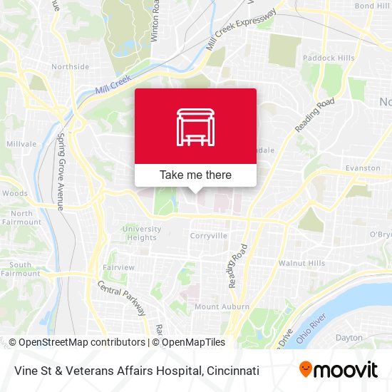 Vine St & Veterans Affairs Hospital map