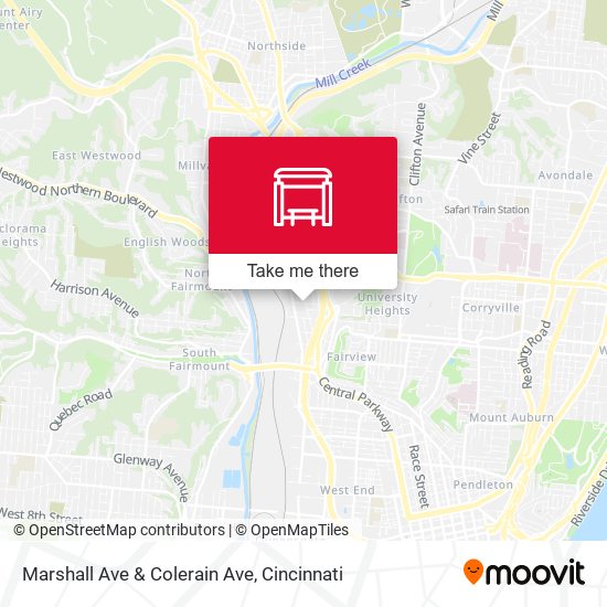 Marshall Ave & Colerain Ave map
