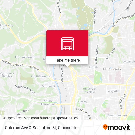 Colerain Ave & Sassafras St map