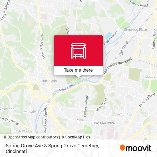 Spring Grove Ave & Spring Grove Cemetary map