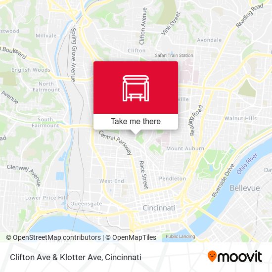 Clifton Ave & Klotter Ave map