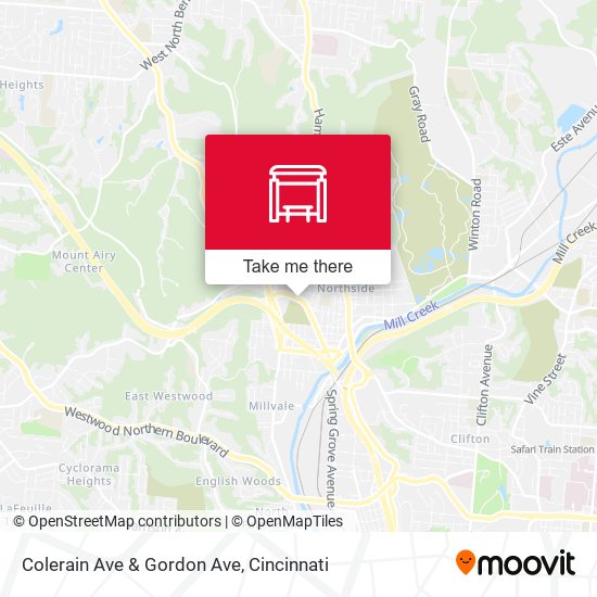 Colerain Ave & Gordon Ave map