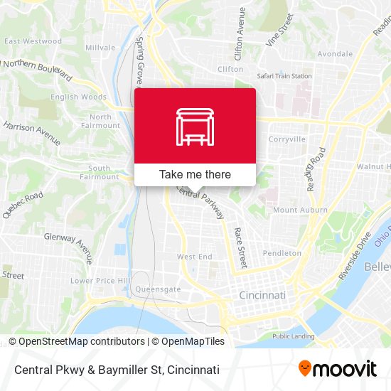 Central Pkwy & Baymiller St map