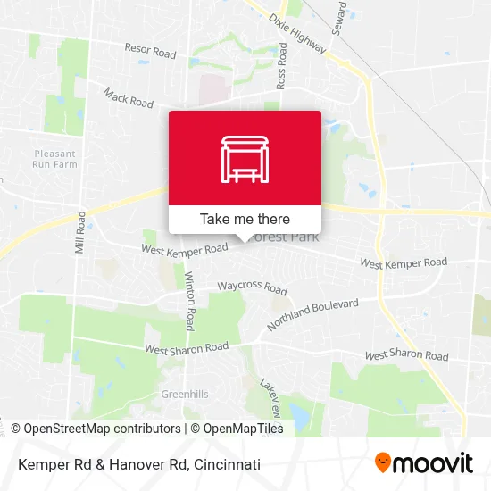 Kemper Rd & Hanover Rd map