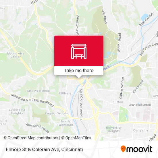 Elmore St & Colerain Ave map